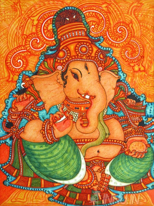 Buy Fine art painting Ganapati Mural by Artist Unknown Artist