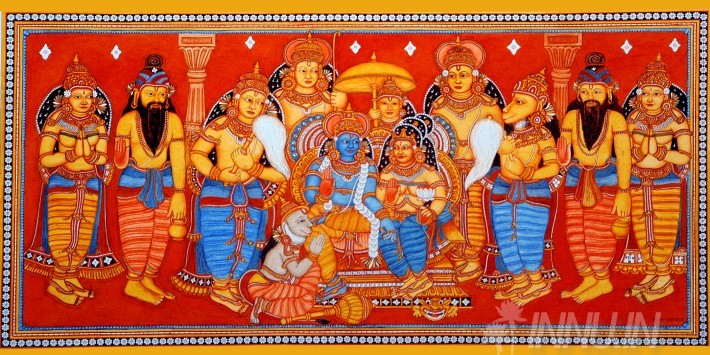 Buy Fine art painting Ram and Sita with Hanuman by Artist Unknown Artist