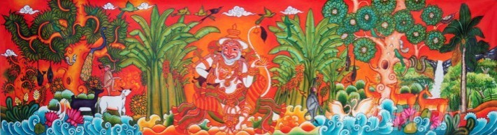 Buy Fine art painting Hanuman mural by Artist Unknown Artist