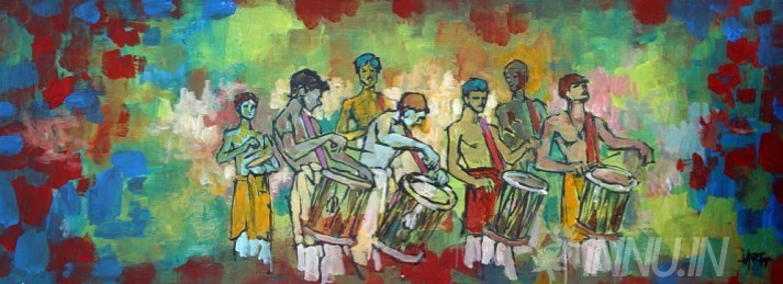 Buy Fine art painting Chenda melam by Artist Martin