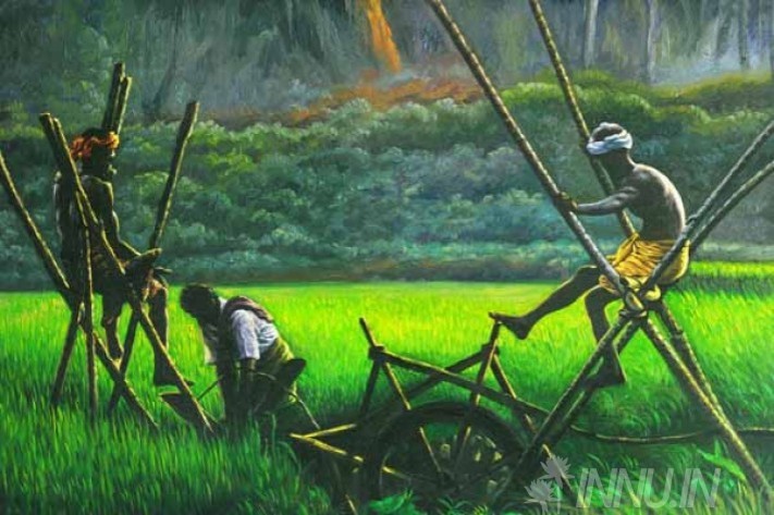 Buy Fine art painting Chakram chavittal (Farmer Treading Water wheel) by Artist Unknown Artist