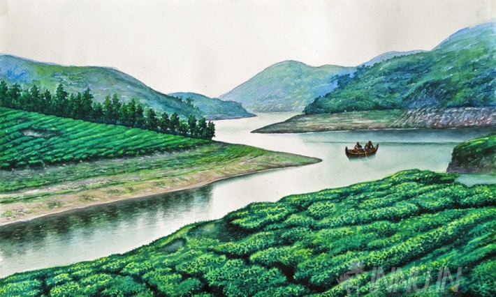 Buy Fine art painting Munnar Lake by Artist Unknown Artist