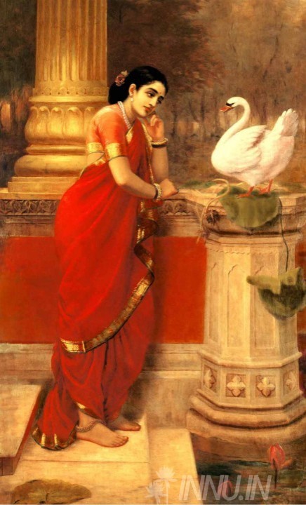 Buy Fine art painting Hamsa Damayanthi1 by Artist Raja Ravi Varma