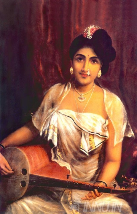 Buy Fine art painting Lady Playing Veena by Artist Raja Ravi Varma