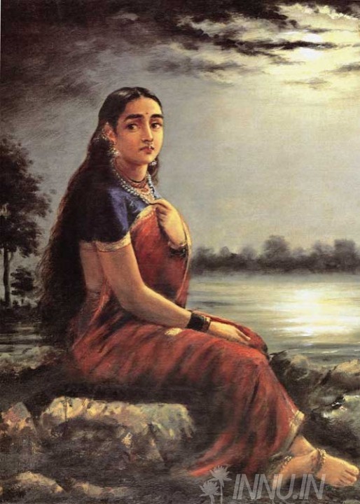 Buy Fine art painting Lady in Moonlight by Artist Raja Ravi Varma