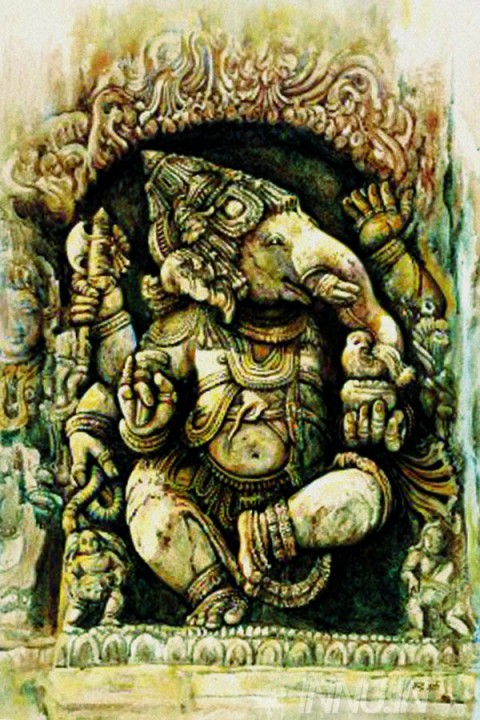 Buy Fine art painting Lord Ganapathi 26 by Artist Unknown Artist