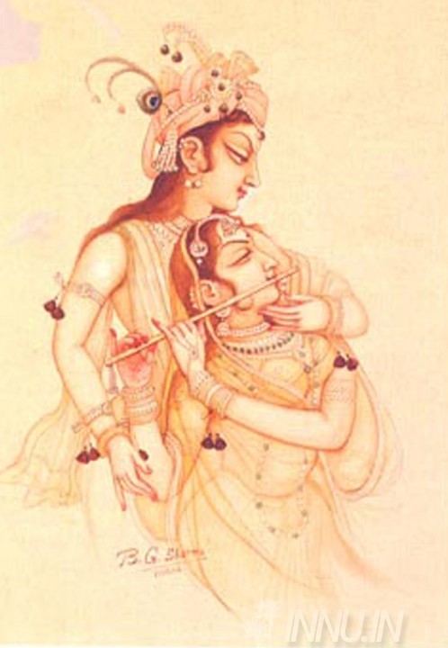 Buy Fine art painting Radha and Krishna 4 by Artist BG Sharma