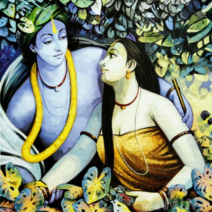 Buy Fine art painting Krishnan and Radha 8 by Artist Unknown Artist