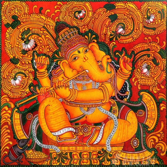 Buy Fine art painting Ganapathi Mural 6 by Artist Unknown Artist
