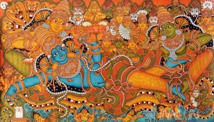 Buy Fine art painting Mural Mahavishnu Ananthasayanam 2 by Artist Unknown Artist