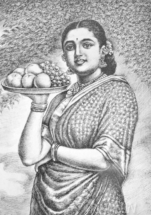 Buy Fine art painting The Maharashtrian Lady by Artist Mahesh