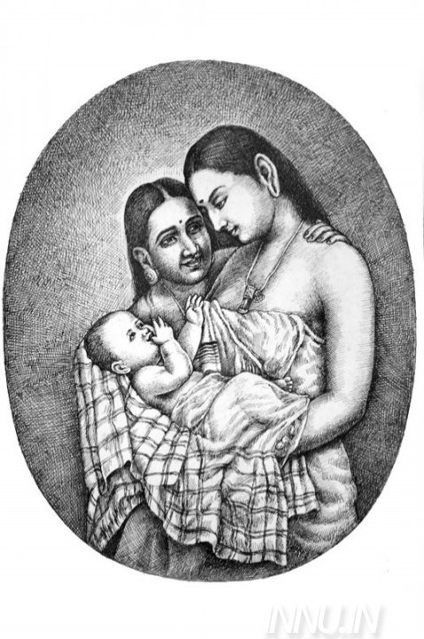 Buy Fine art painting Mother and Child  by Artist Mahesh