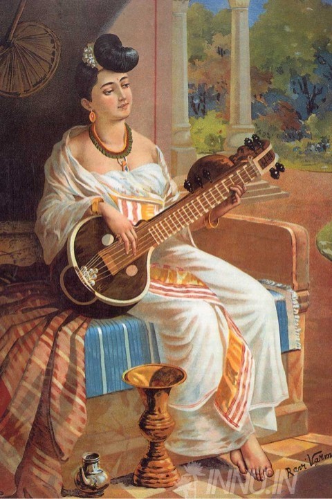 Buy Fine art painting Lady with Veena 2 by Artist Raja Ravi Varma