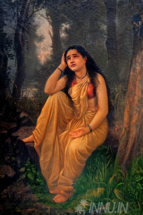 Buy Fine art painting Damayanti Forlorn by Artist Raja Ravi Varma