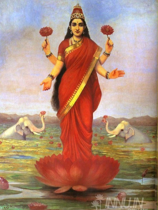 Buy Fine art painting Goddess Lakshmi  by Artist Raja Ravi Varma