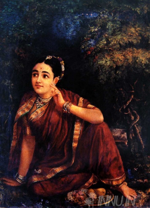 Buy Fine art painting Radha Waiting for Krishna  by Artist Raja Ravi Varma