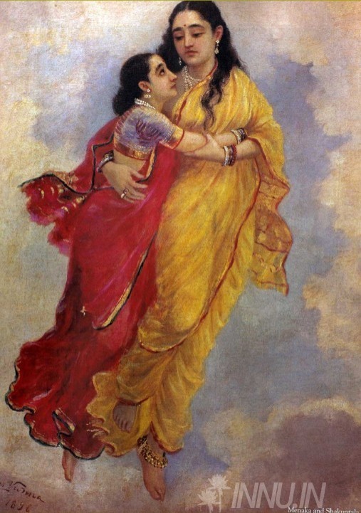 Buy Fine art painting Menaka and Shakuntala by Artist Raja Ravi Varma