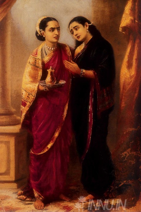 Buy Fine art painting Draupadi and Sudheshna by Artist Raja Ravi Varma