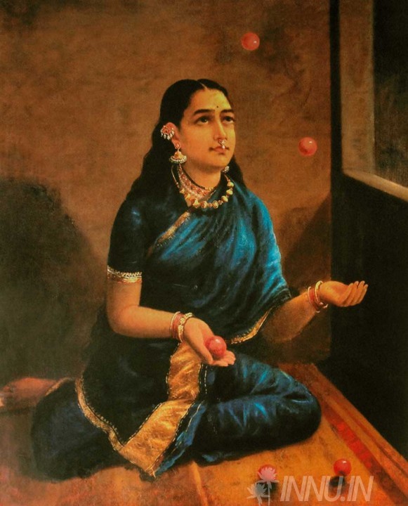 Buy Fine art painting Lady juggler 2 by Artist Raja Ravi Varma