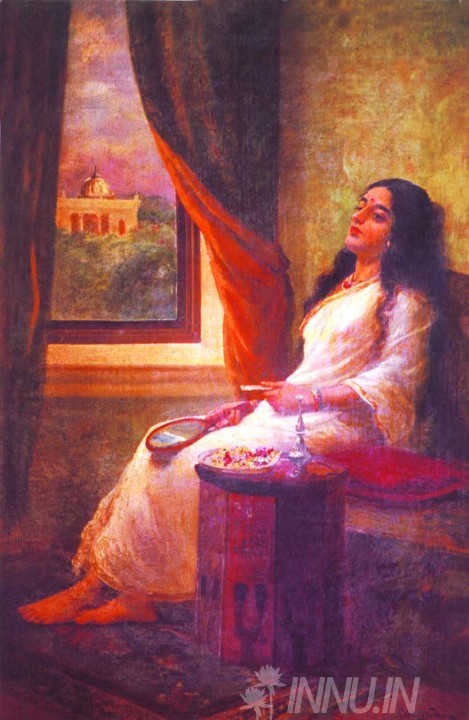 Buy Fine art painting In Contemplation by Artist Raja Ravi Varma