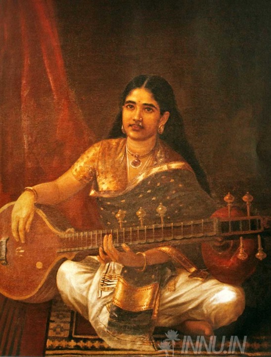 Buy Fine art painting Woman with Veena by Artist Raja Ravi Varma