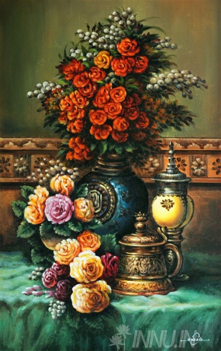 Buy Fine art painting Royal Flower Vase by Artist Mahesh