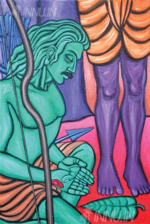 Buy Fine art painting Ekalavya cuts off his thumb by Artist Murali T