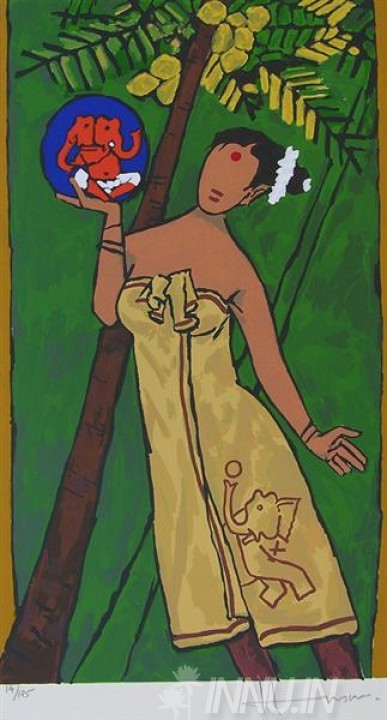 Buy Fine art painting Folklore Kerala-IV Kalyanikuttiyude Keralam by Artist M F Husain