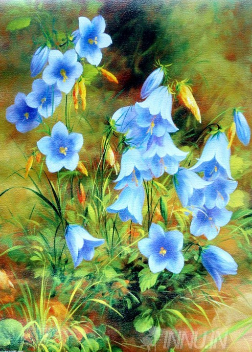 Buy Fine art painting Blue Flowers by Artist Unknown Artist