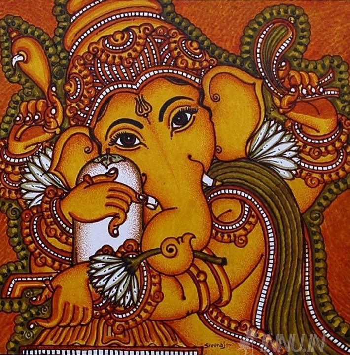 Buy Fine art painting Ganesh Mural by Artist Unknown Artist