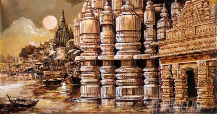 Buy Fine art painting North Indian Temples by Artist Martin