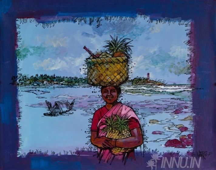 Buy Fine art painting Fruit Vendor by Artist Martin