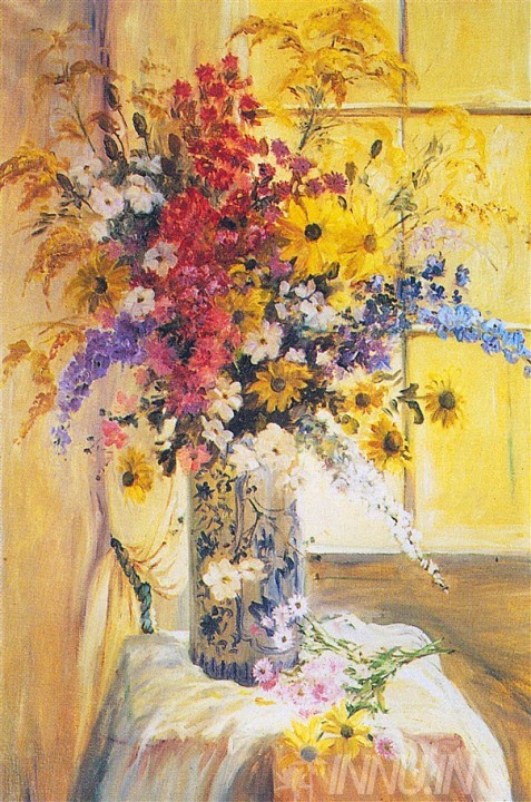 Buy Fine art painting Floral window by Artist Elizabeth Parsons