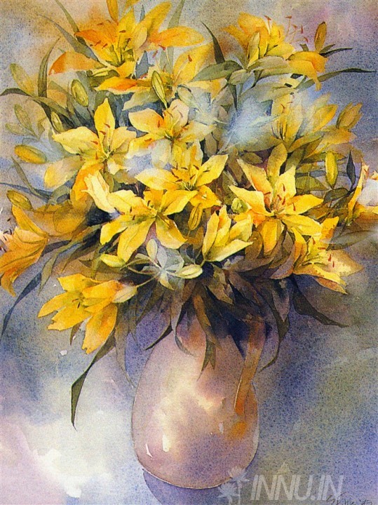 Buy Fine art painting Yellow Lillies  by Artist Unknown Artist