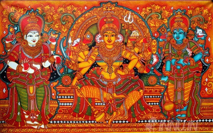 Buy Fine art painting Goddess Durga Mural by Artist Unknown Artist