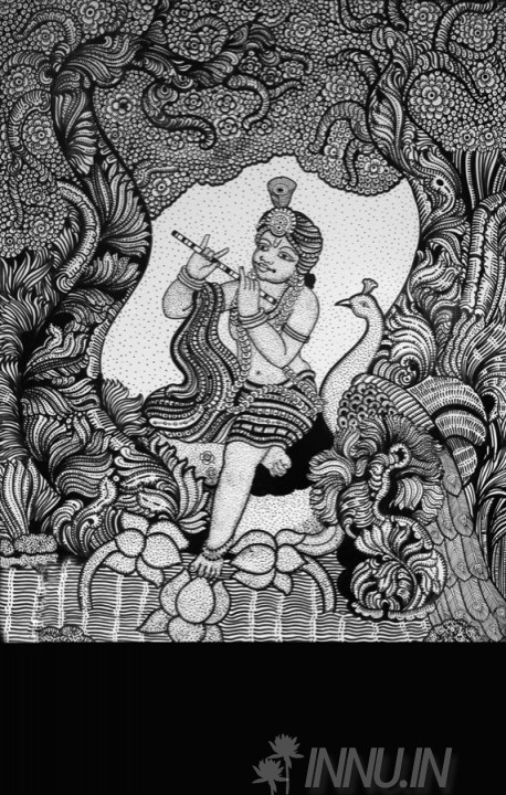 Buy Fine art painting Unni Kannan Playing Flute by Artist Unknown Artist
