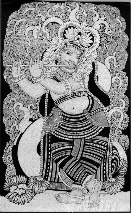 Buy Fine art painting Krishna Playing Flute 2 by Artist Unknown Artist