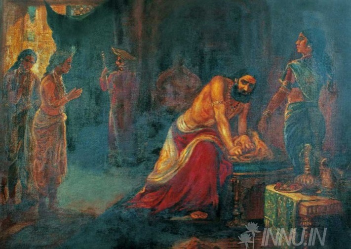 Buy Fine art painting Krishna Pleads With Dhritarashtra to Avoid War  by Artist Raja Ravi Varma