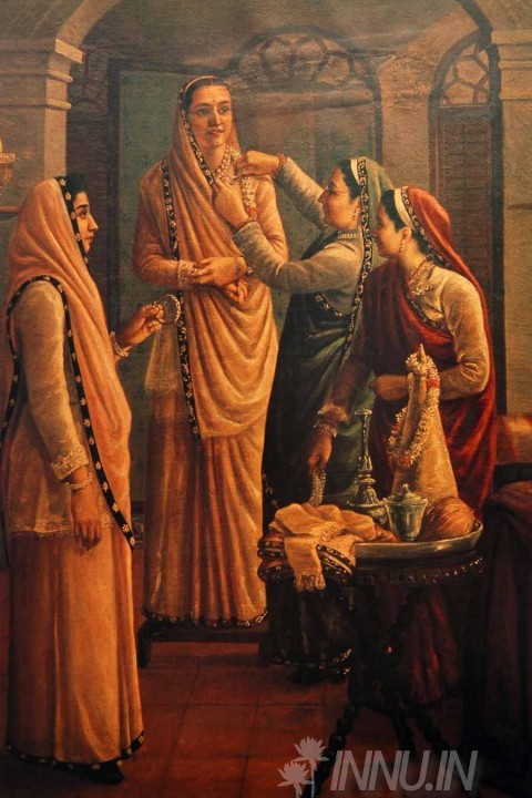 Buy Fine art painting Decking the Bride by Artist Raja Ravi Varma