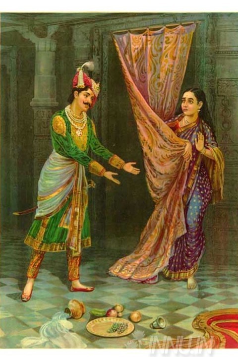 Buy Fine art painting Woman Rejecting Marriage Proposal by Artist Raja Ravi Varma