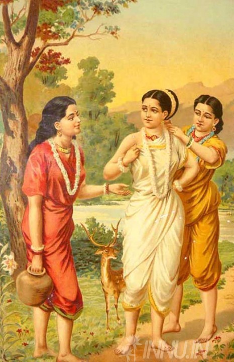 Buy Fine art painting Shakuntala & Friends  by Artist Raja Ravi Varma
