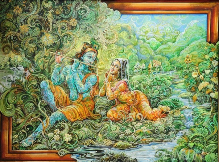 Buy Fine art painting Nature's Krishna & Radha 1 by Artist Unknown Artist