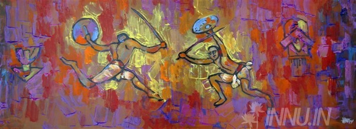 Buy Fine art painting Kalaripayattu  by Artist Unknown Artist