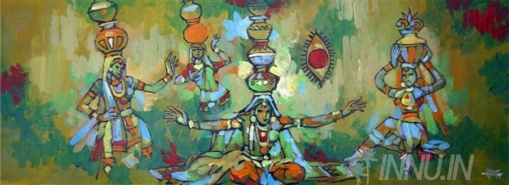 Buy Fine art painting Bhavai Dance  by Artist Unknown Artist