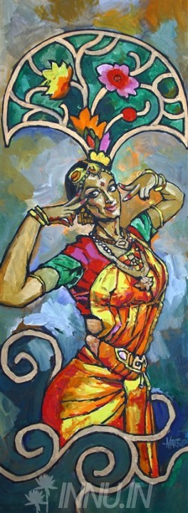 Buy Fine art painting Bharatanatyam Dancer                                                                                                                                               by Artist Unknown Artist