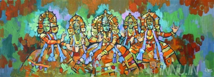 Buy Fine art painting Kathakali Group by Artist Unknown Artist