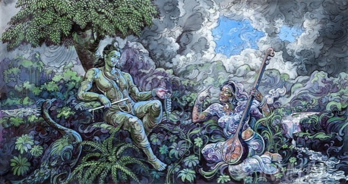 Buy Fine art painting Nature's Krishna & Radha 2 by Artist Unknown Artist