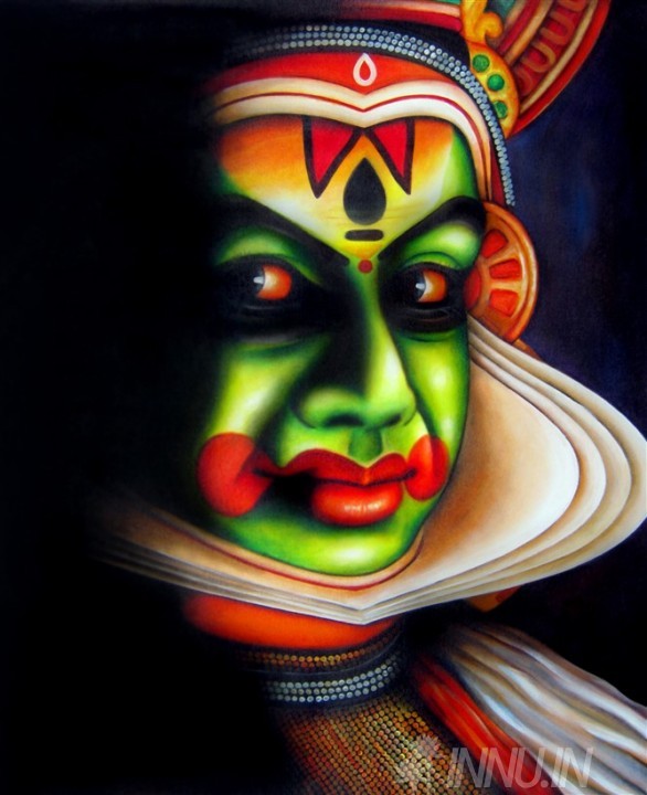 KATHAKALI HALF FACE ABSTRACT Painting by Akash Bhisikar | Saatchi Art