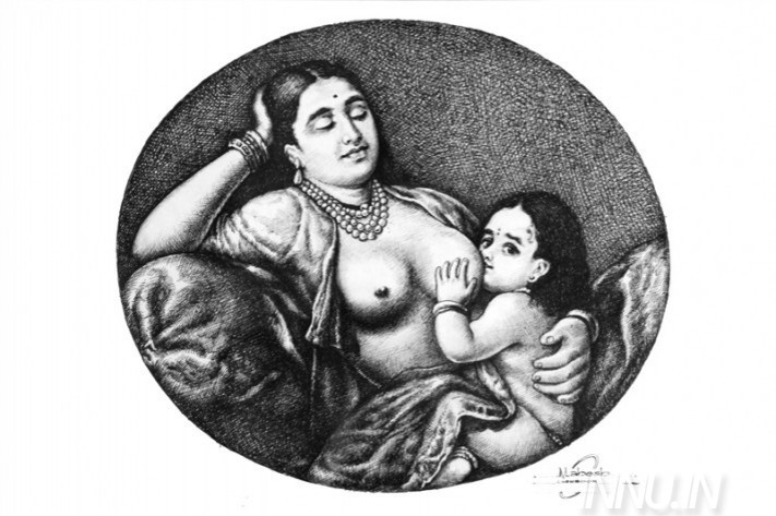 Buy Fine art painting Yesoda Breastfeeding Krishna 1 by Artist Unknown Artist