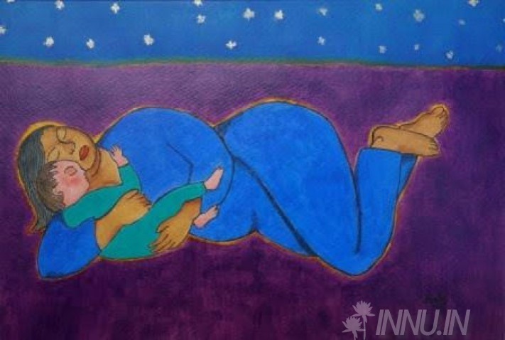 Buy Fine art painting Mother and Child by Artist Usha Ramachandran